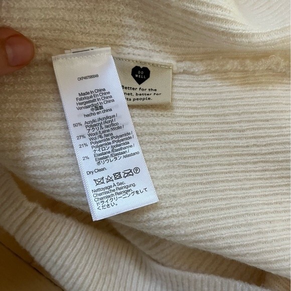 Madewell Melwood Square Neck Coziest Yarn Pullover Sweater Antique Cream XL - Picture 6 of 12